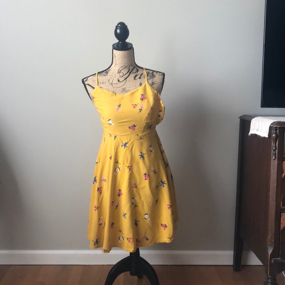 Mustard Yellow Old Navy floral dress